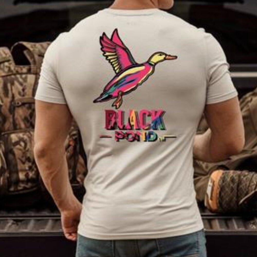 Unique Retro Style Black Pond Duck Hunting T-shirt Unisex 100% Cotton Men Style